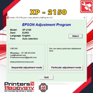 Reset (Software de Ajuste) XP-2150