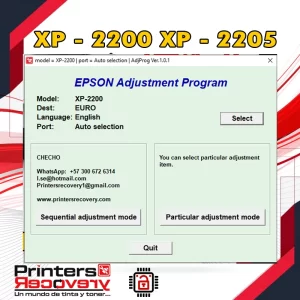 Reset (Software de Ajuste) XP-2200 XP 2205 OnePc